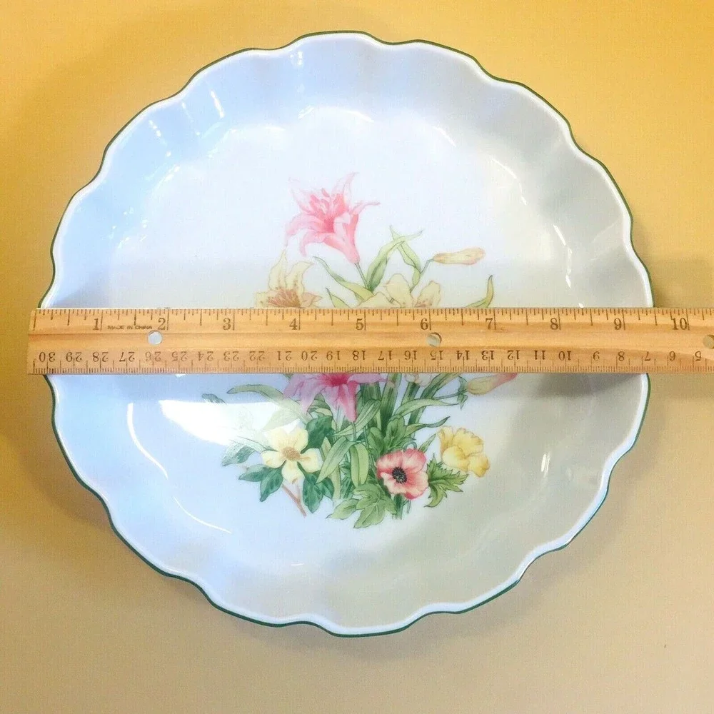 Vintage Jade Lily Fine Porcelain by Shafford Japan Quiche Pie Tart Dish
